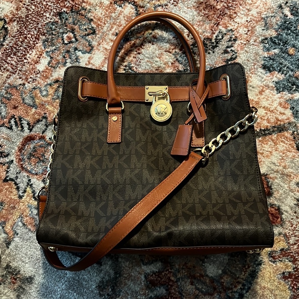 Michael Kors Hamilton Tote Bag.  Brown monogram print. Like new condition.